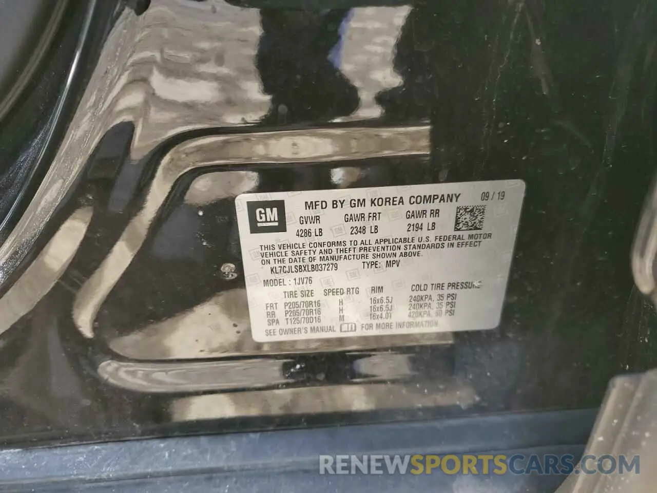 13 fotografías del automóvil dañado KL7CJLSBXLB037279 CHEVROLET TRAX 2020