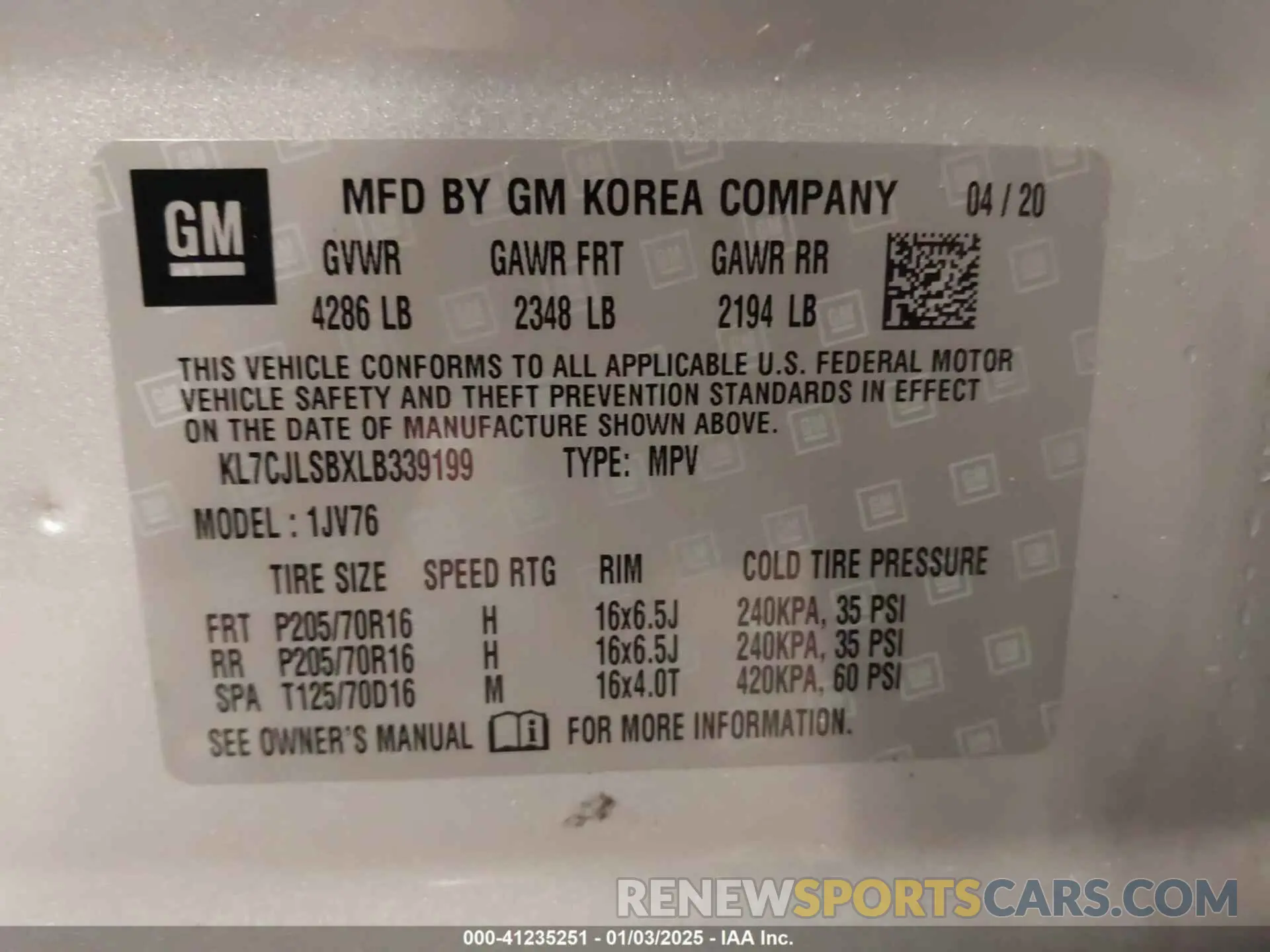 9 fotografías del automóvil dañado KL7CJLSBXLB339199 CHEVROLET TRAX 2020