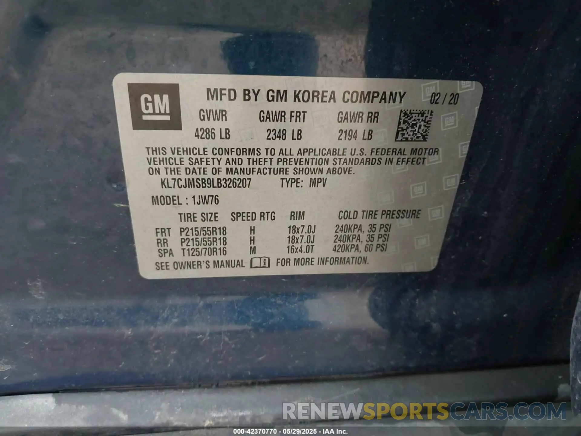 9 fotografías del automóvil dañado KL7CJMSB9LB326207 CHEVROLET TRAX 2020