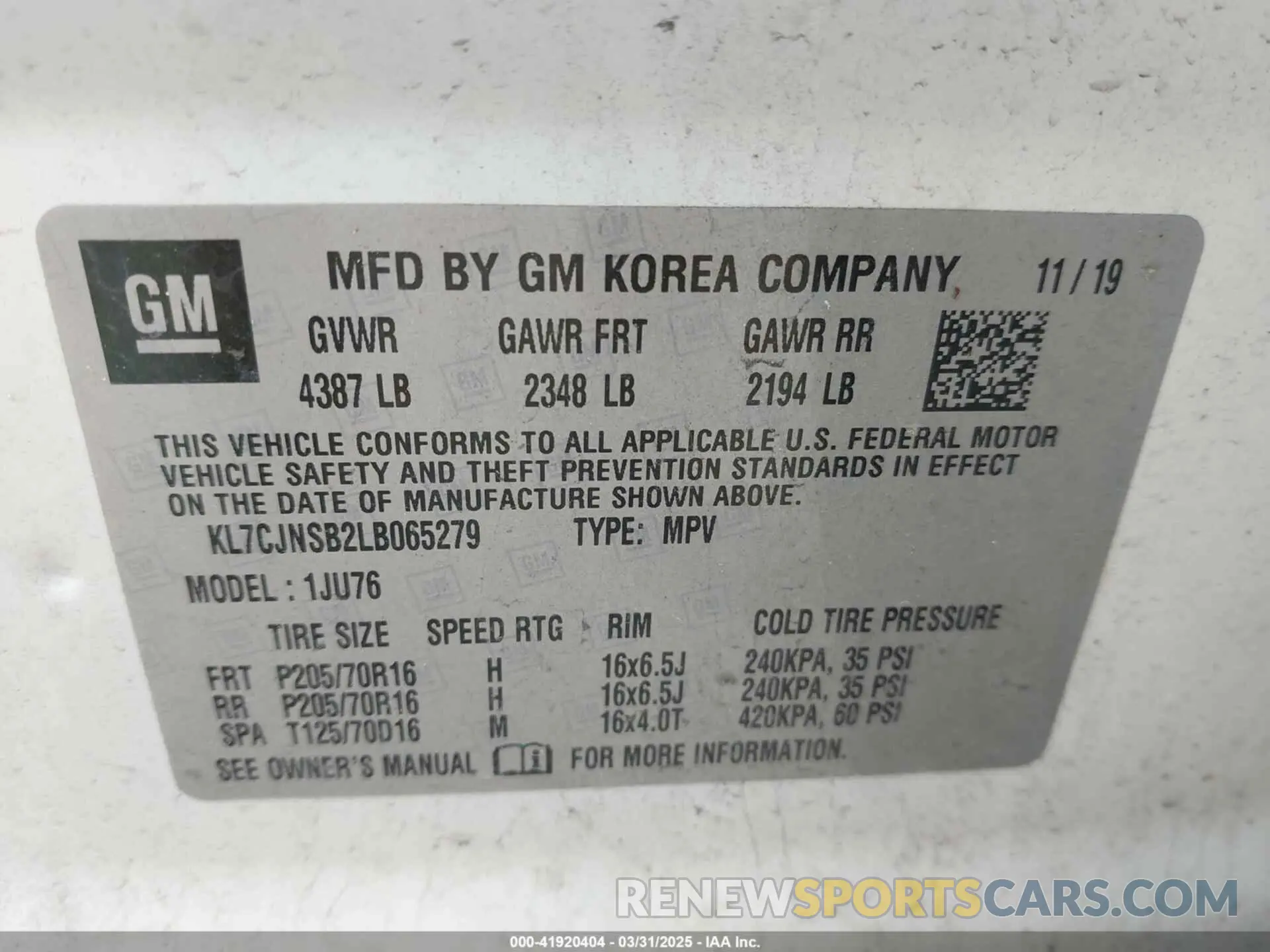 9 fotografías del automóvil dañado KL7CJNSB2LB065279 CHEVROLET TRAX 2020