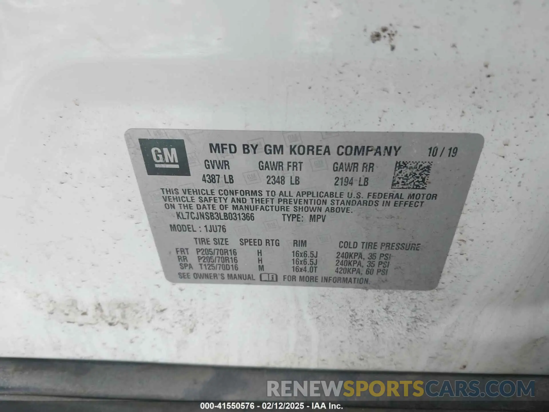 9 fotografías del automóvil dañado KL7CJNSB3LB031366 CHEVROLET TRAX 2020