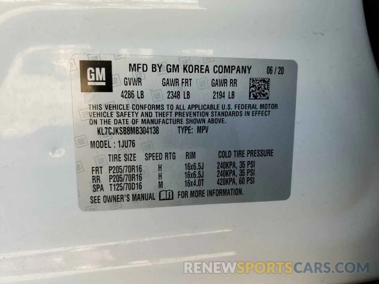 15 fotografías del automóvil dañado KL7CJKSB8MB304138 CHEVROLET TRAX 2021
