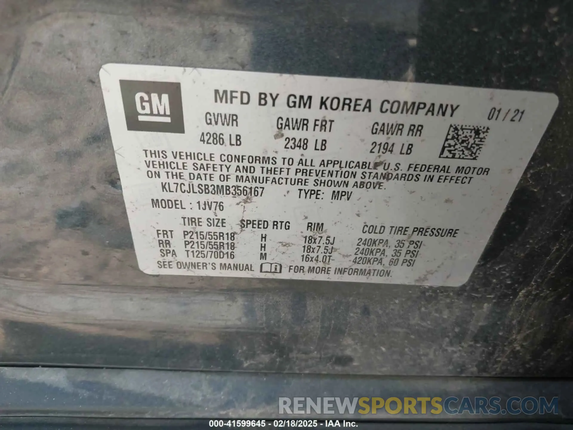 9 fotografías del automóvil dañado KL7CJLSB3MB356167 CHEVROLET TRAX 2021