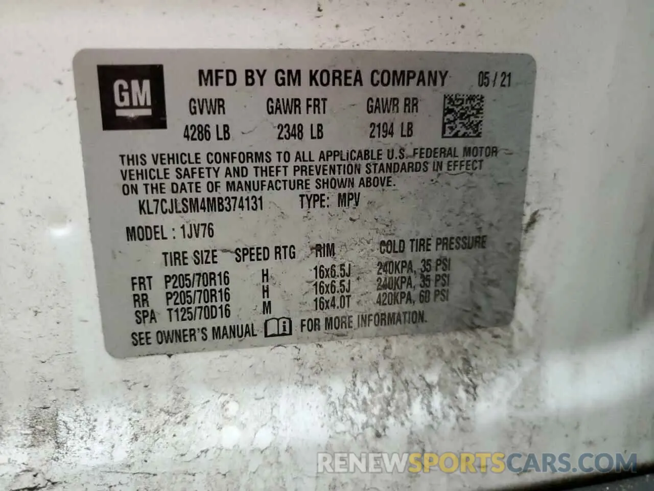 14 fotografías del automóvil dañado KL7CJLSM4MB374131 CHEVROLET TRAX 2021