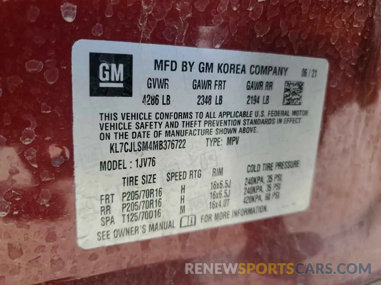 13 fotografías del automóvil dañado KL7CJLSM4MB376722 CHEVROLET TRAX 2021