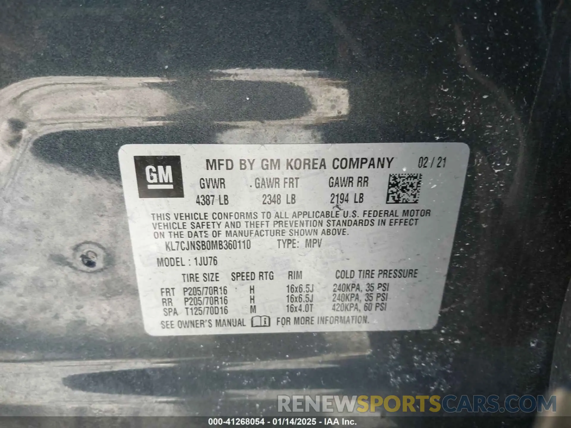 9 fotografías del automóvil dañado KL7CJNSB0MB360110 CHEVROLET TRAX 2021