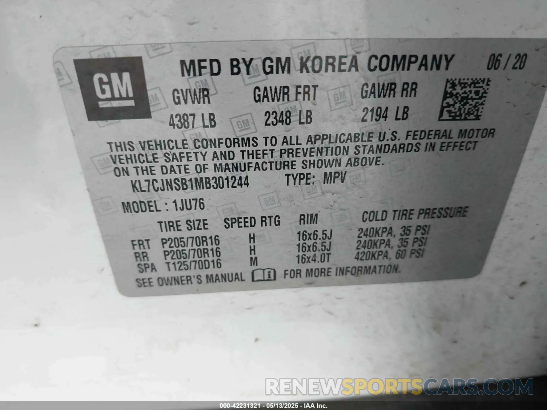 9 fotografías del automóvil dañado KL7CJNSB1MB301244 CHEVROLET TRAX 2021