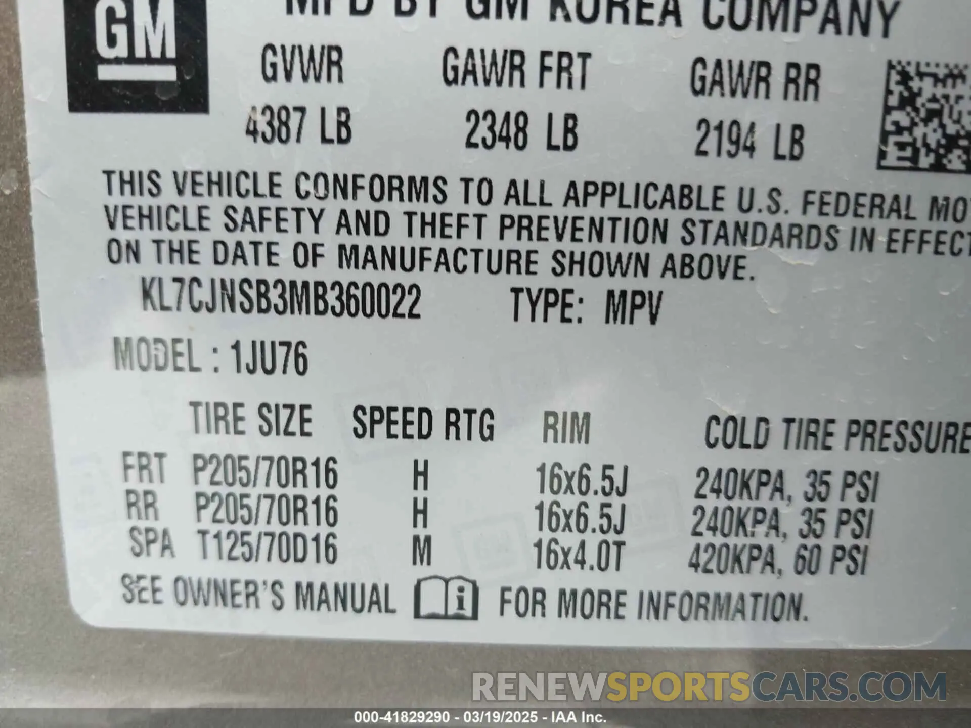 9 fotografías del automóvil dañado KL7CJNSB3MB360022 CHEVROLET TRAX 2021