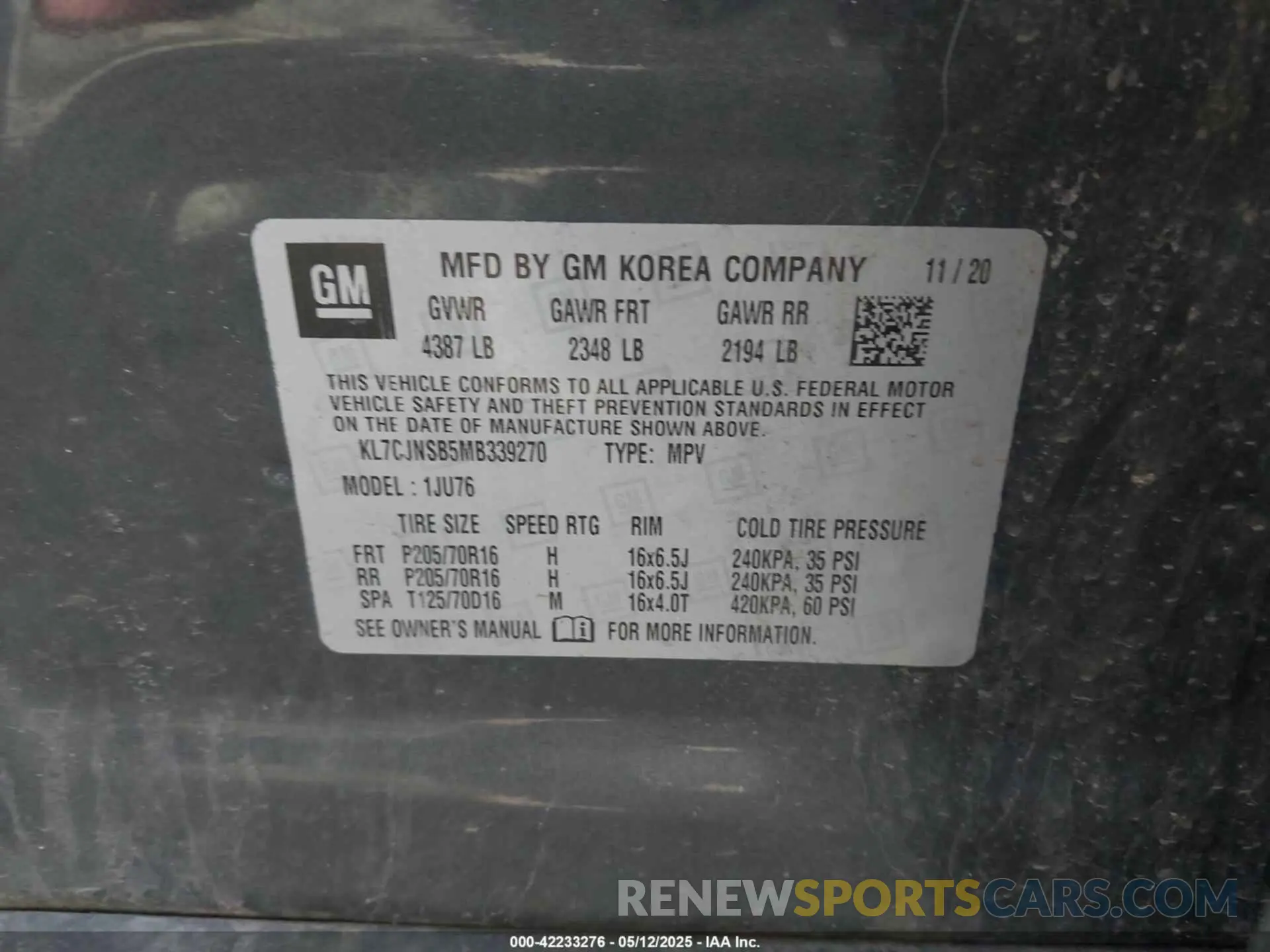 9 fotografías del automóvil dañado KL7CJNSB5MB339270 CHEVROLET TRAX 2021