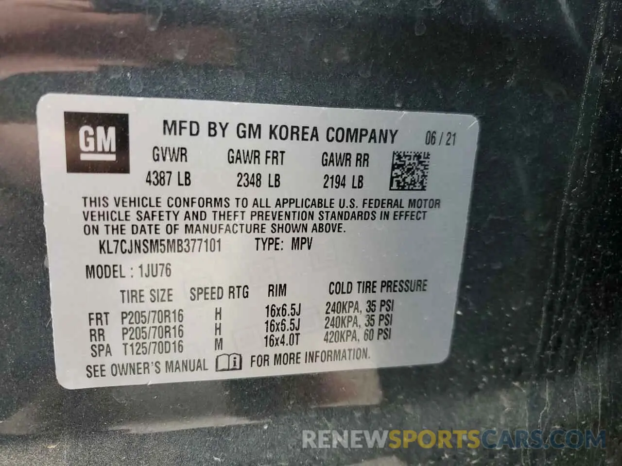 14 fotografías del automóvil dañado KL7CJNSM5MB377101 CHEVROLET TRAX 2021