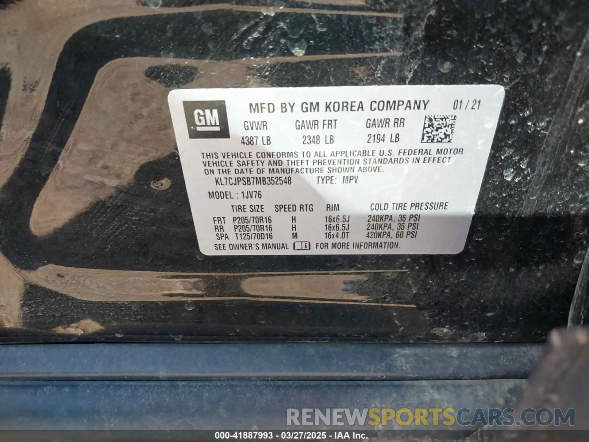 9 fotografías del automóvil dañado KL7CJPSB7MB352548 CHEVROLET TRAX 2021