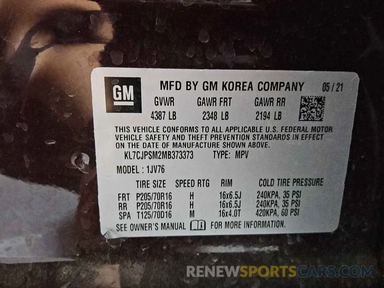 13 fotografías del automóvil dañado KL7CJPSM2MB373373 CHEVROLET TRAX 2021