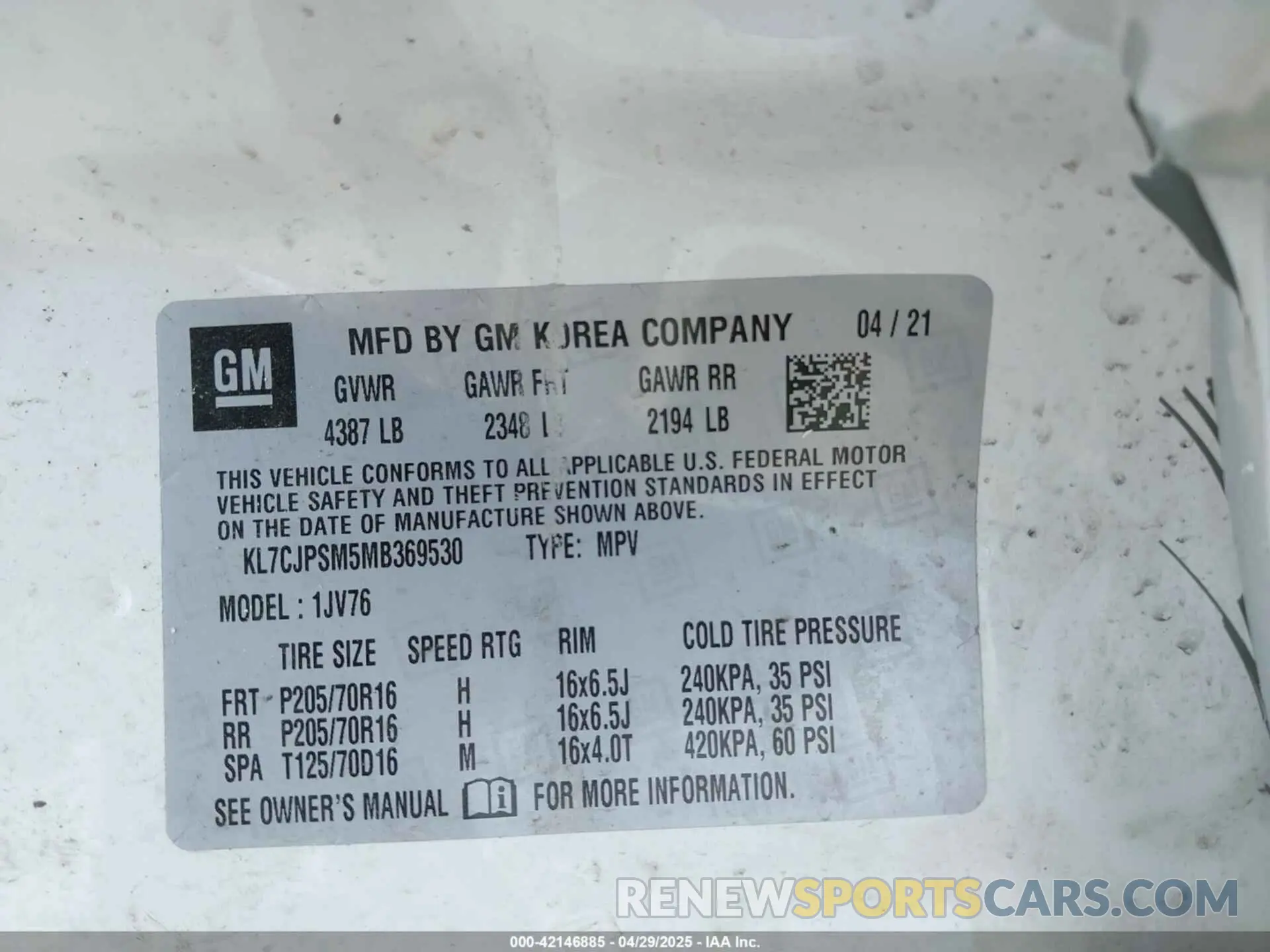 9 fotografías del automóvil dañado KL7CJPSM5MB369530 CHEVROLET TRAX 2021