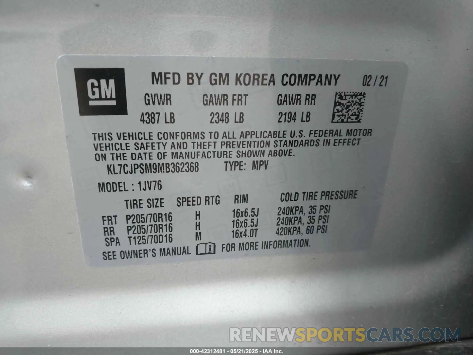 9 fotografías del automóvil dañado KL7CJPSM9MB362368 CHEVROLET TRAX 2021