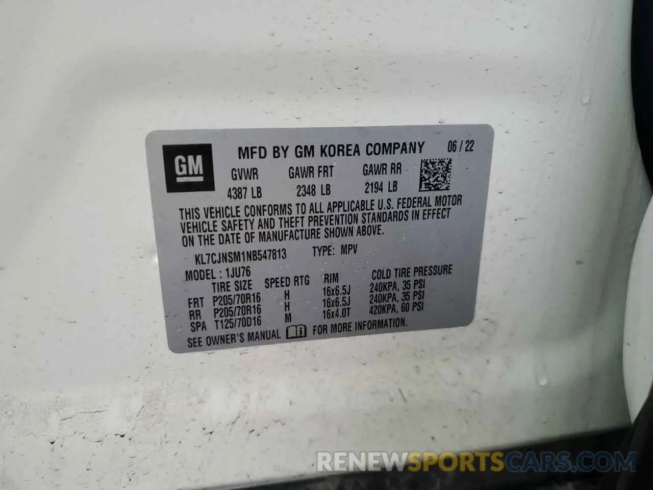 13 fotografías del automóvil dañado KL7CJNSM1NB547813 CHEVROLET TRAX 2022