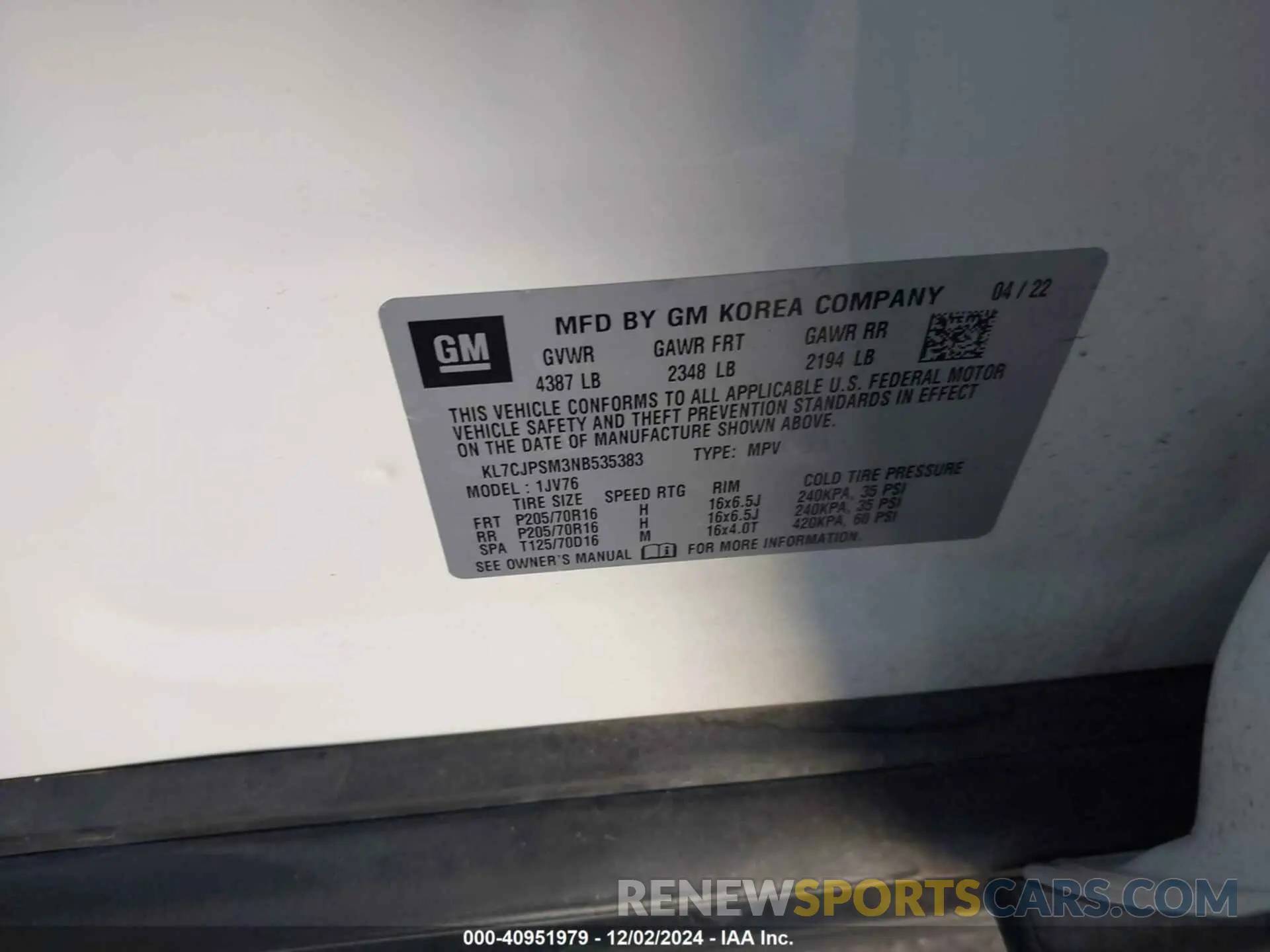 9 fotografías del automóvil dañado KL7CJPSM3NB535383 CHEVROLET TRAX 2022