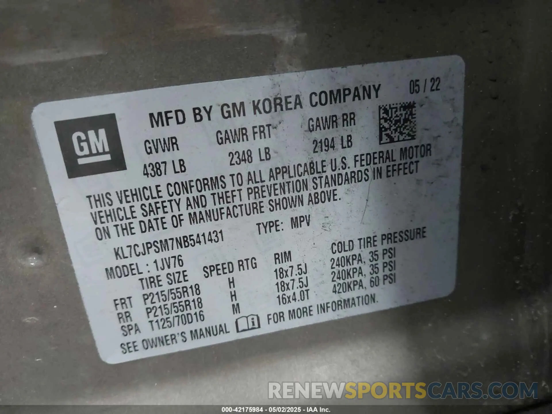 9 fotografías del automóvil dañado KL7CJPSM7NB541431 CHEVROLET TRAX 2022