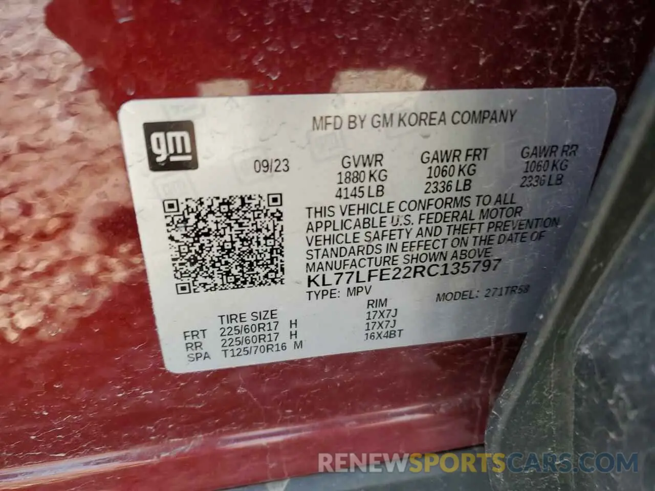 15 fotografías del automóvil dañado KL77LFE22RC135797 CHEVROLET TRAX 2024