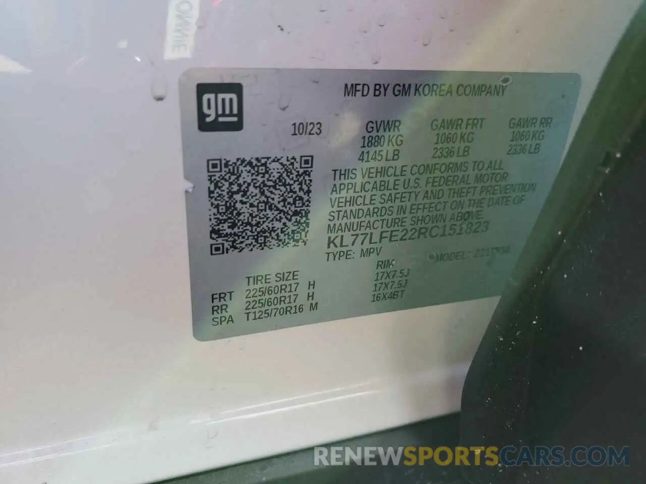 15 fotografías del automóvil dañado KL77LFE22RC151823 CHEVROLET TRAX 2024