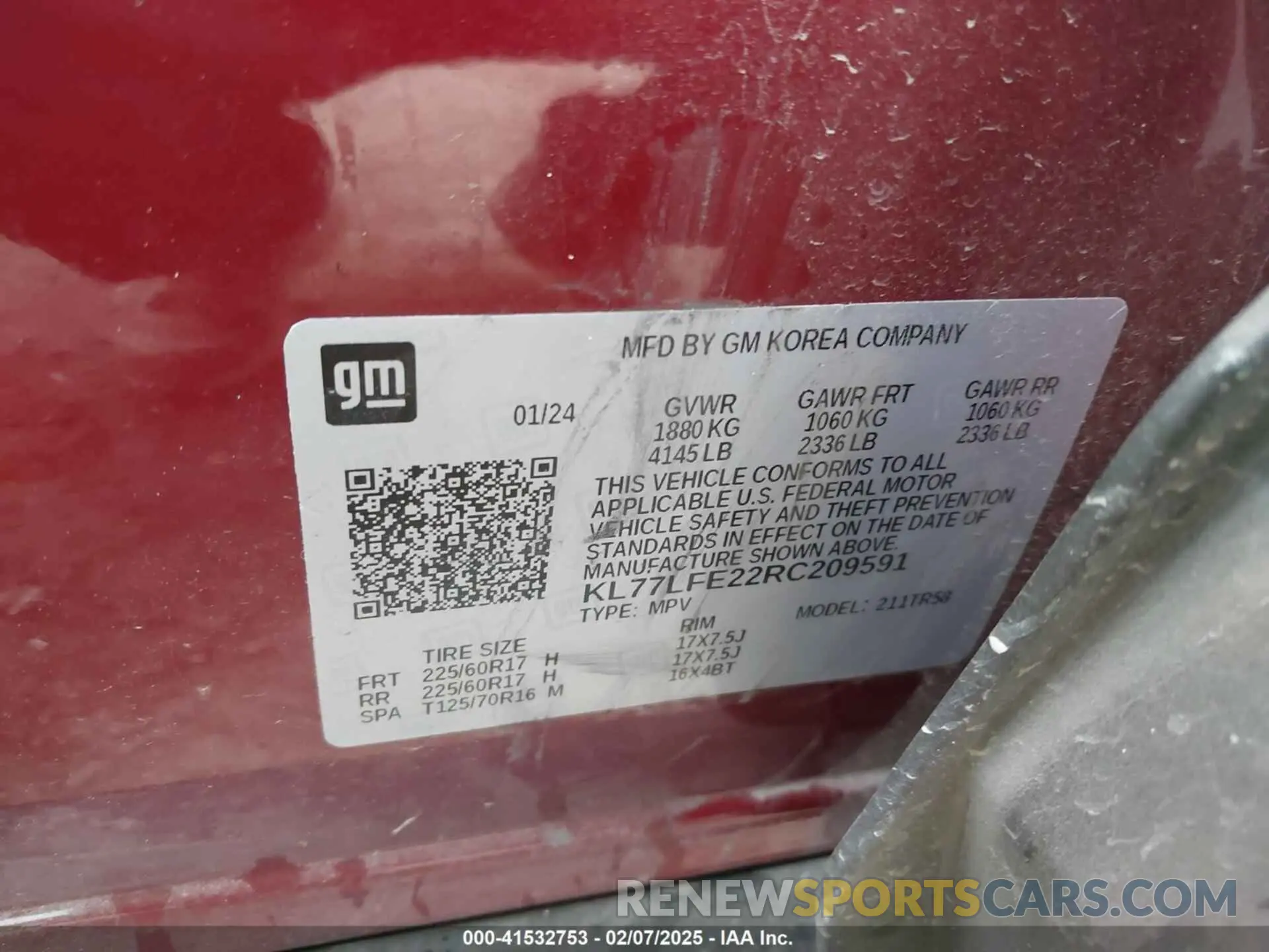 9 fotografías del automóvil dañado KL77LFE22RC209591 CHEVROLET TRAX 2024