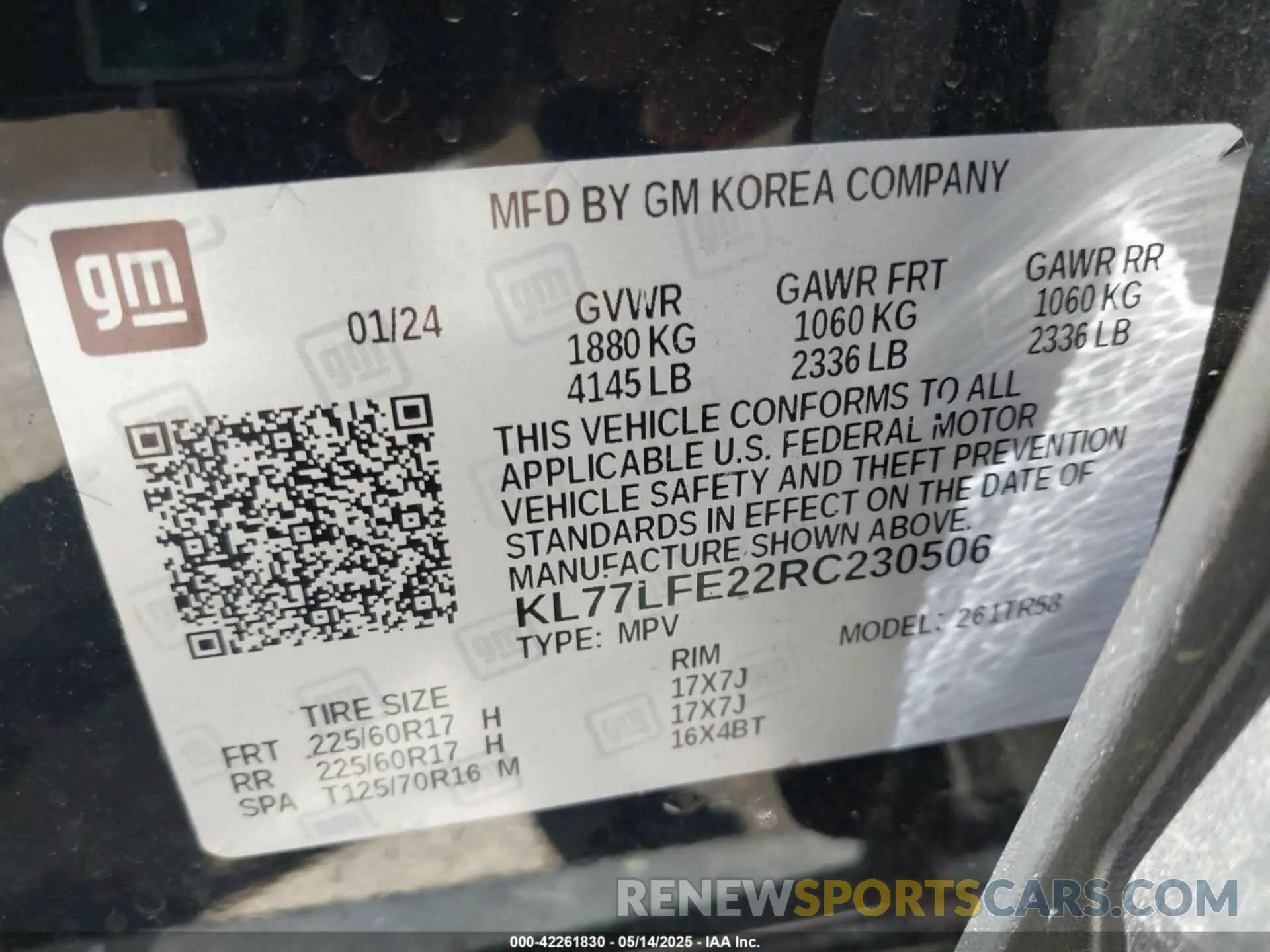 9 fotografías del automóvil dañado KL77LFE22RC230506 CHEVROLET TRAX 2024