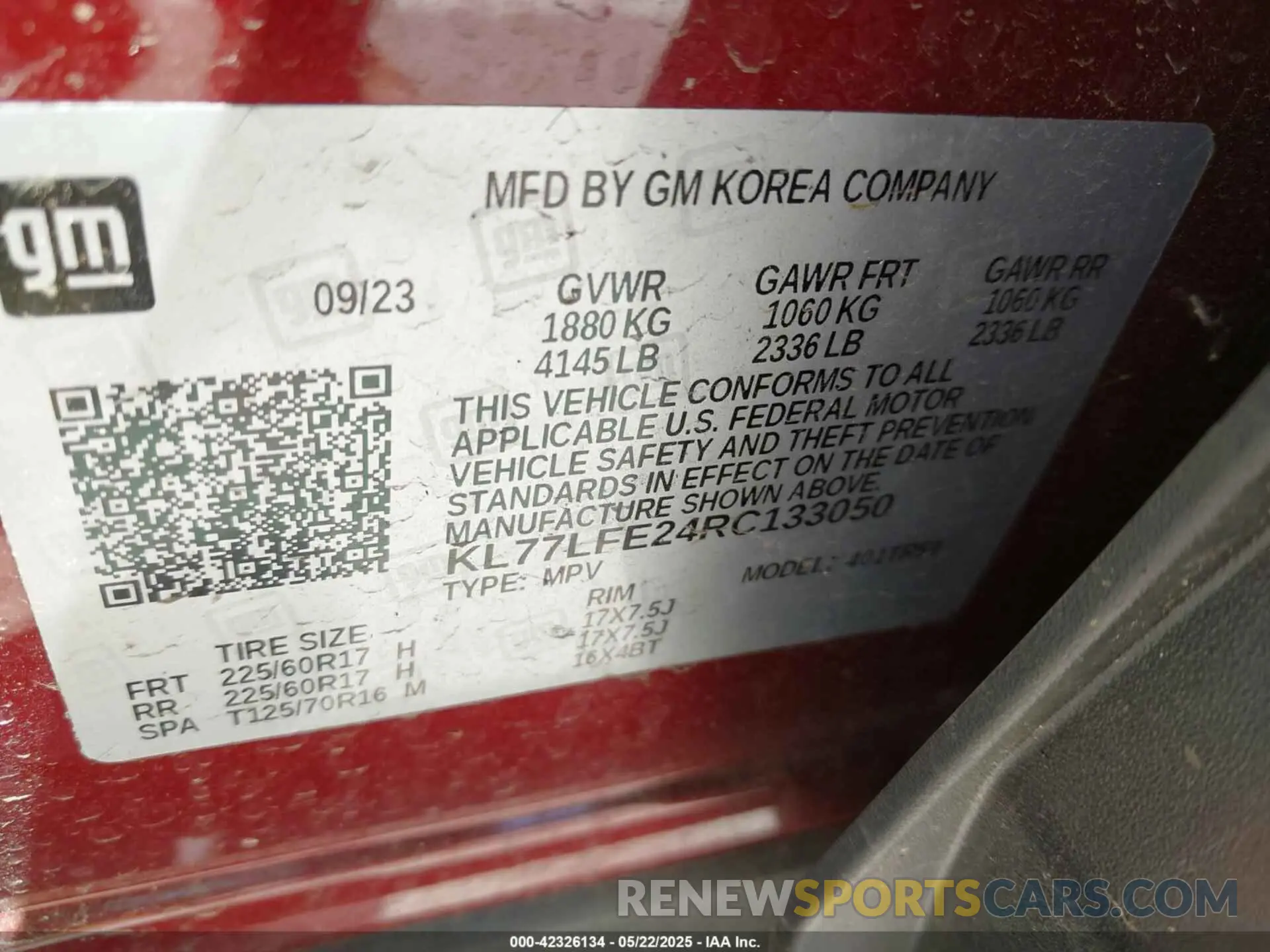 9 fotografías del automóvil dañado KL77LFE24RC133050 CHEVROLET TRAX 2024