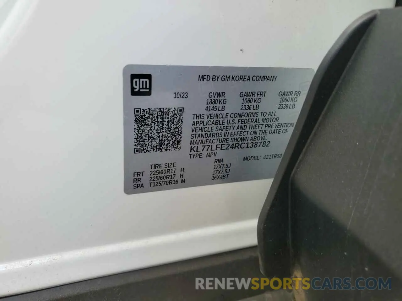 15 fotografías del automóvil dañado KL77LFE24RC138782 CHEVROLET TRAX 2024