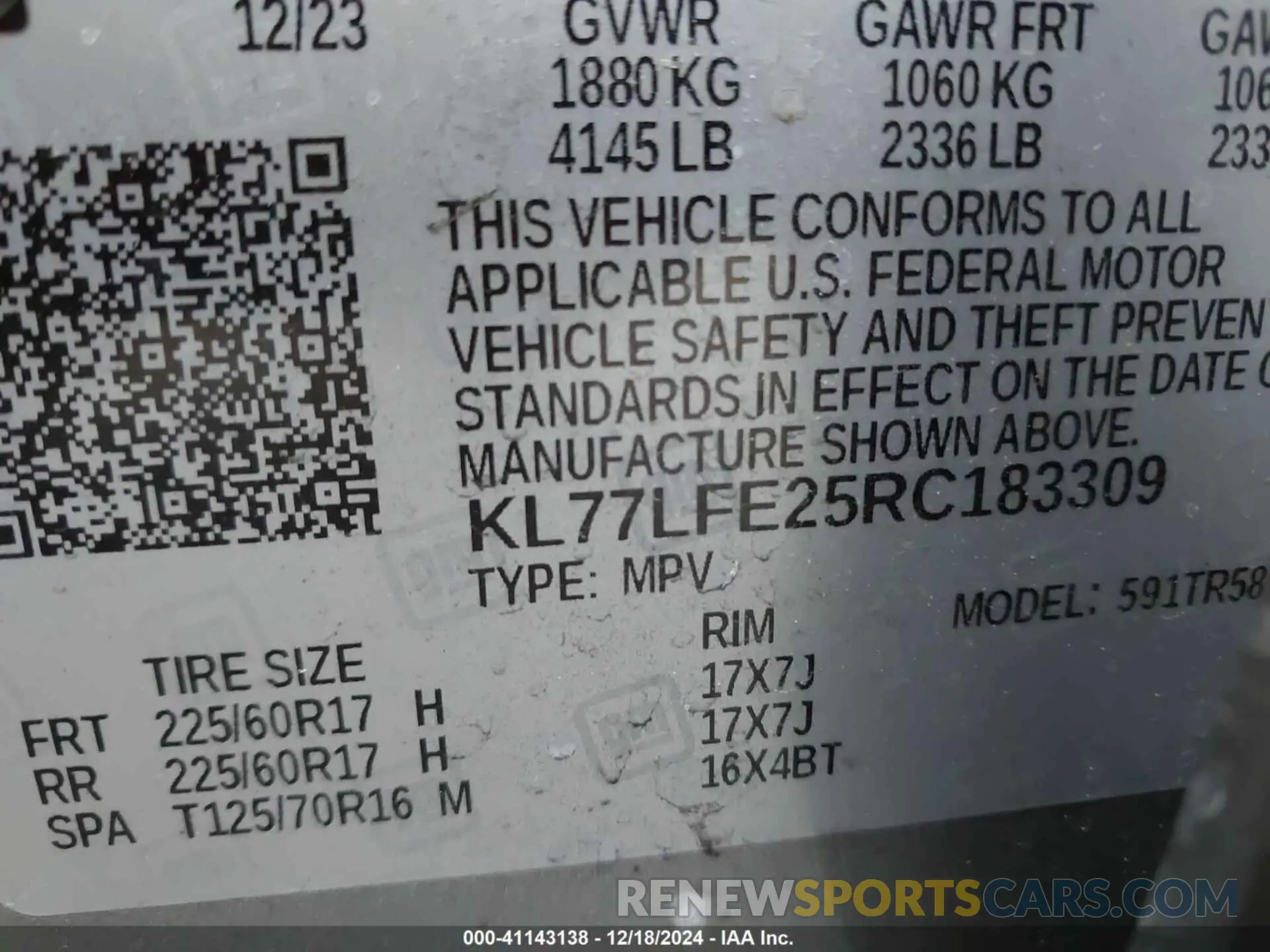 9 fotografías del automóvil dañado KL77LFE25RC183309 CHEVROLET TRAX 2024
