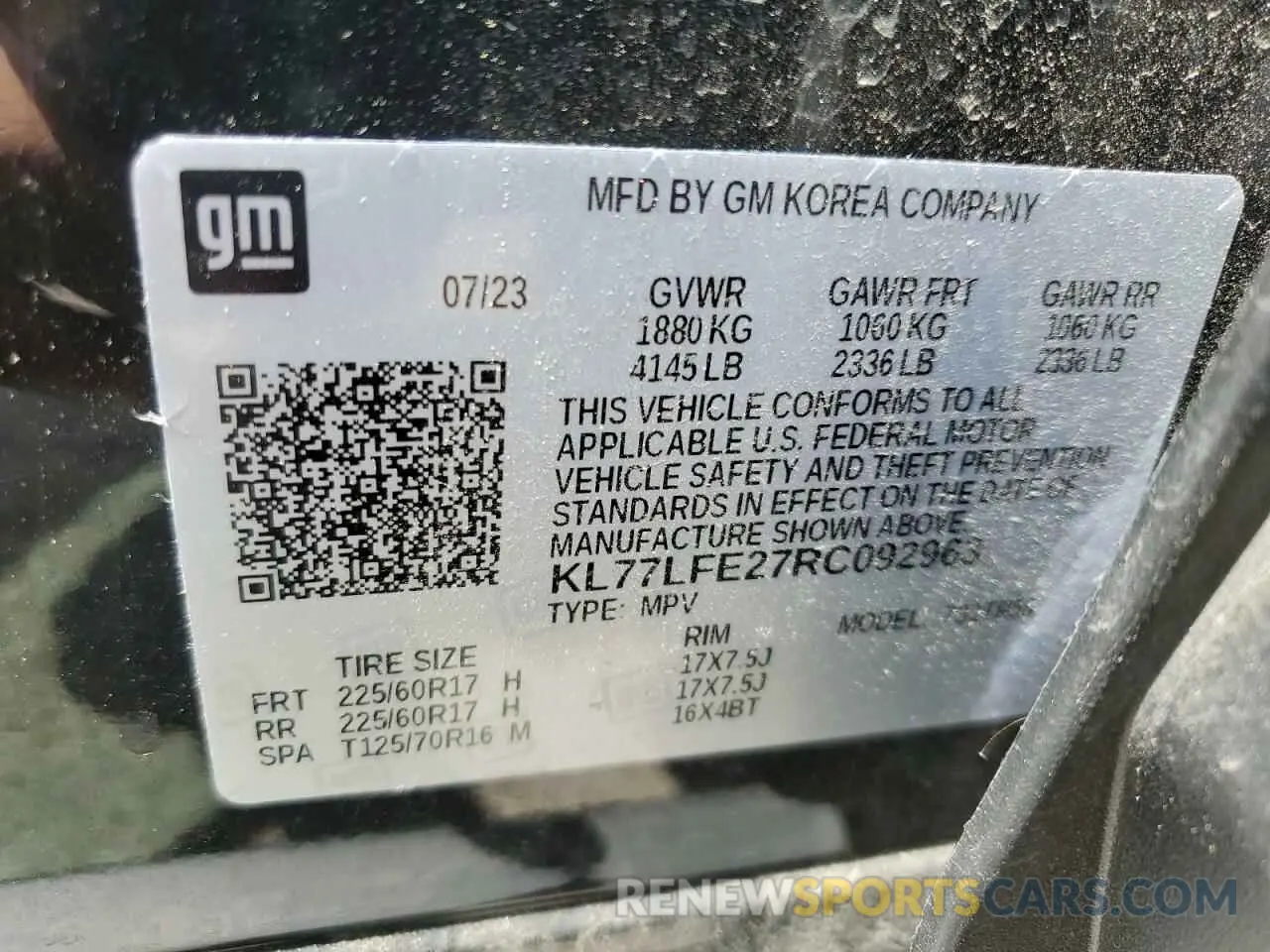 13 fotografías del automóvil dañado KL77LFE27RC092963 CHEVROLET TRAX 2024
