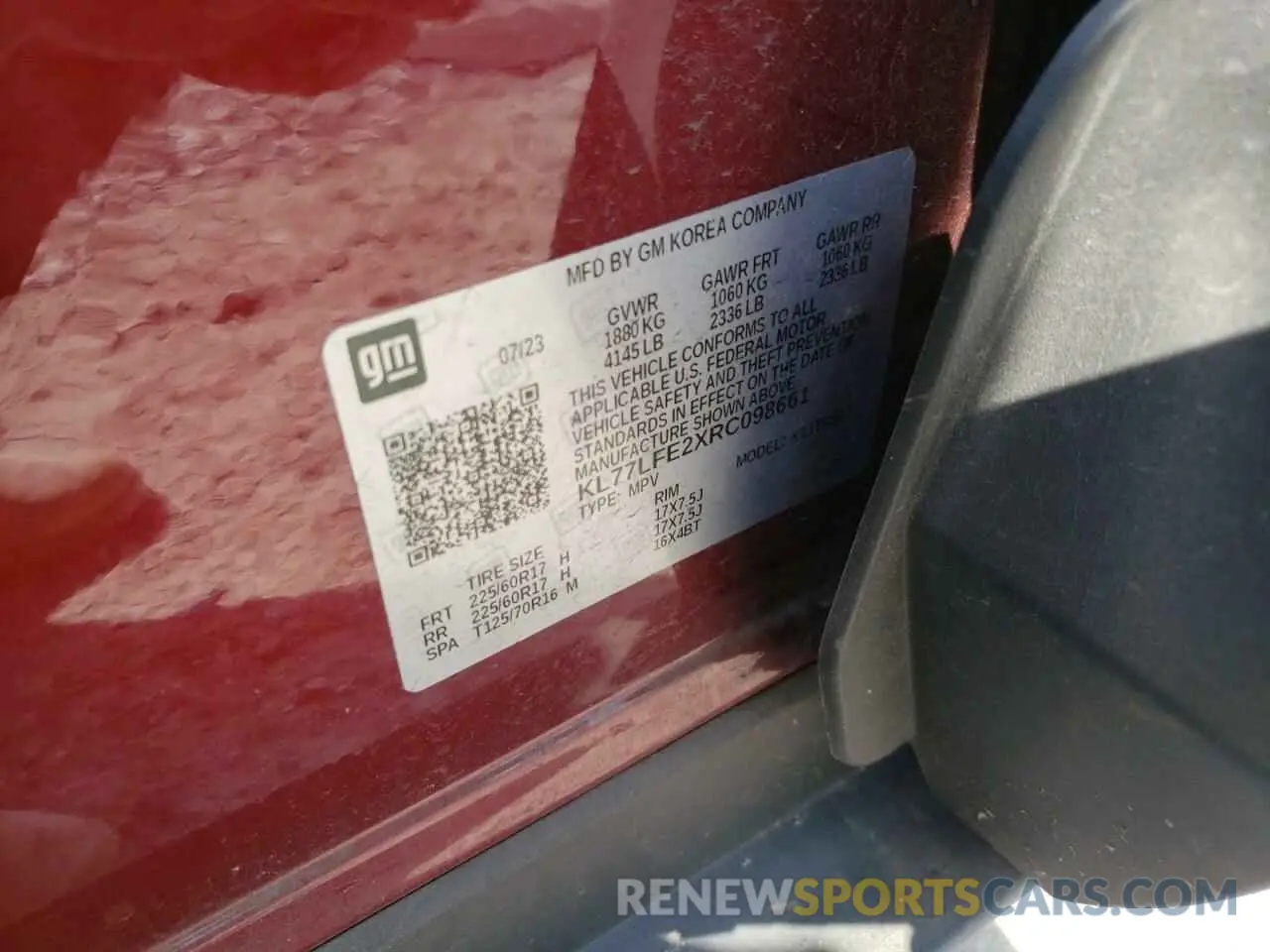 16 fotografías del automóvil dañado KL77LFE2XRC098661 CHEVROLET TRAX 2024