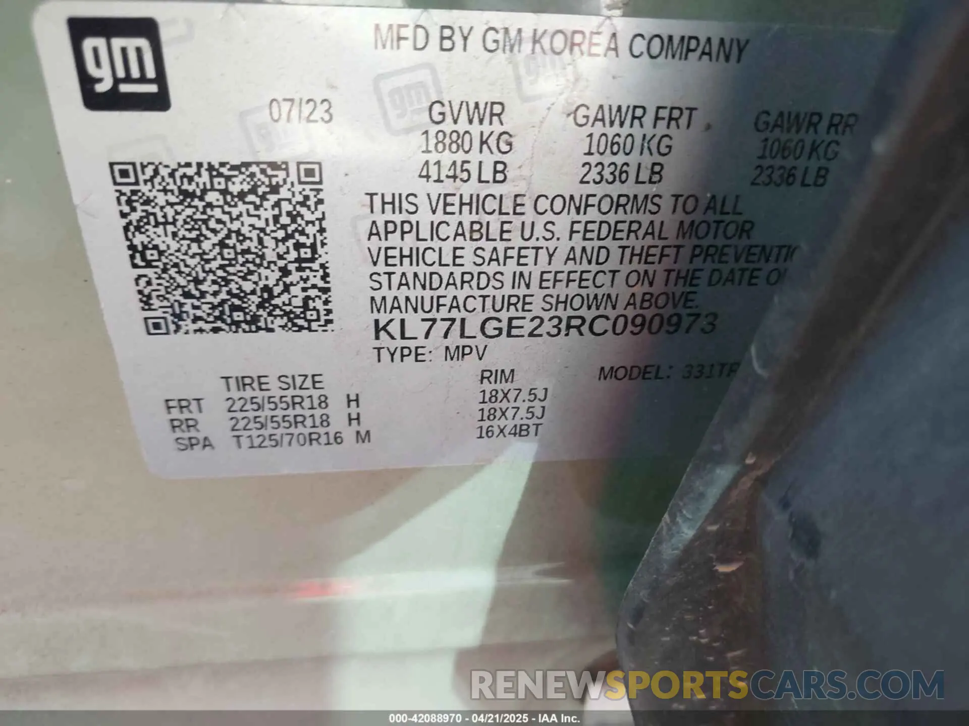 9 fotografías del automóvil dañado KL77LGE23RC090973 CHEVROLET TRAX 2024