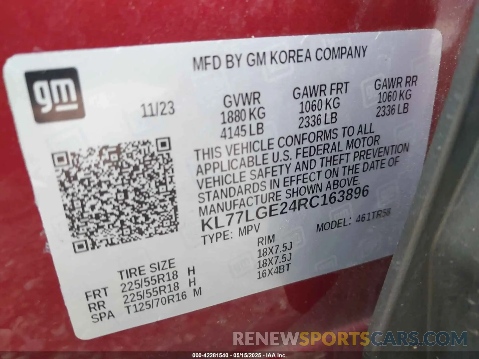 9 fotografías del automóvil dañado KL77LGE24RC163896 CHEVROLET TRAX 2024