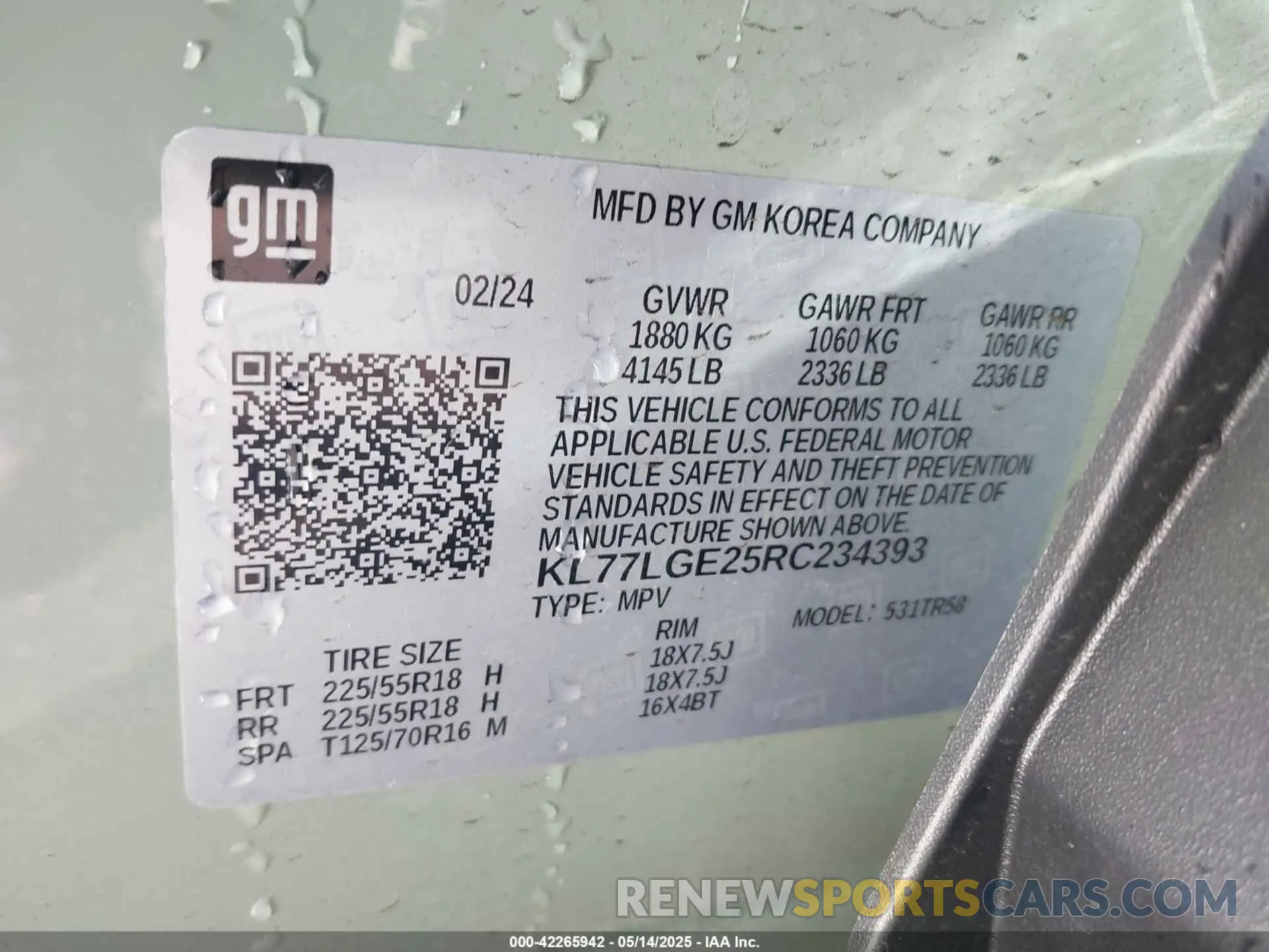 9 fotografías del automóvil dañado KL77LGE25RC234393 CHEVROLET TRAX 2024