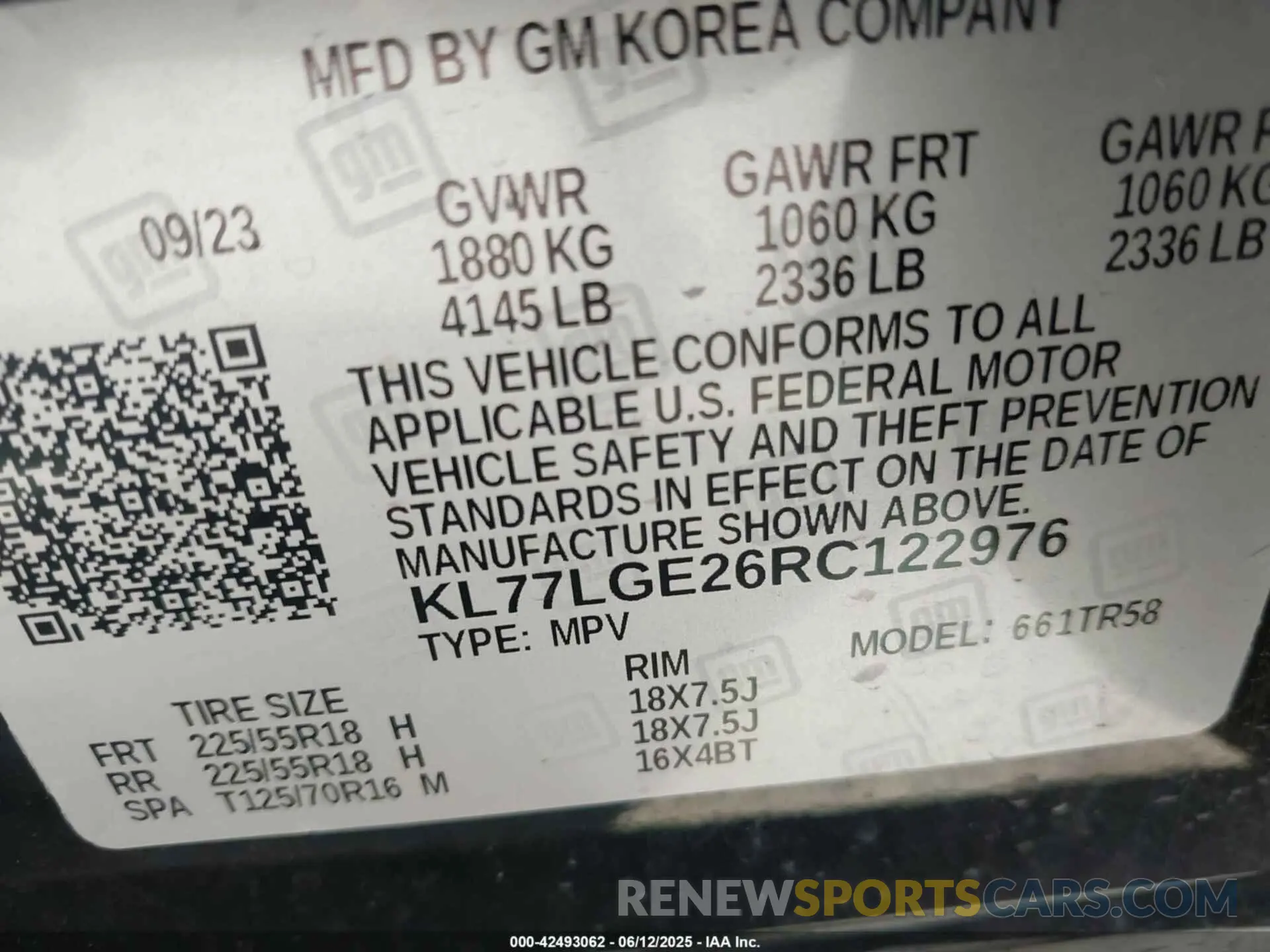 9 fotografías del automóvil dañado KL77LGE26RC122976 CHEVROLET TRAX 2024