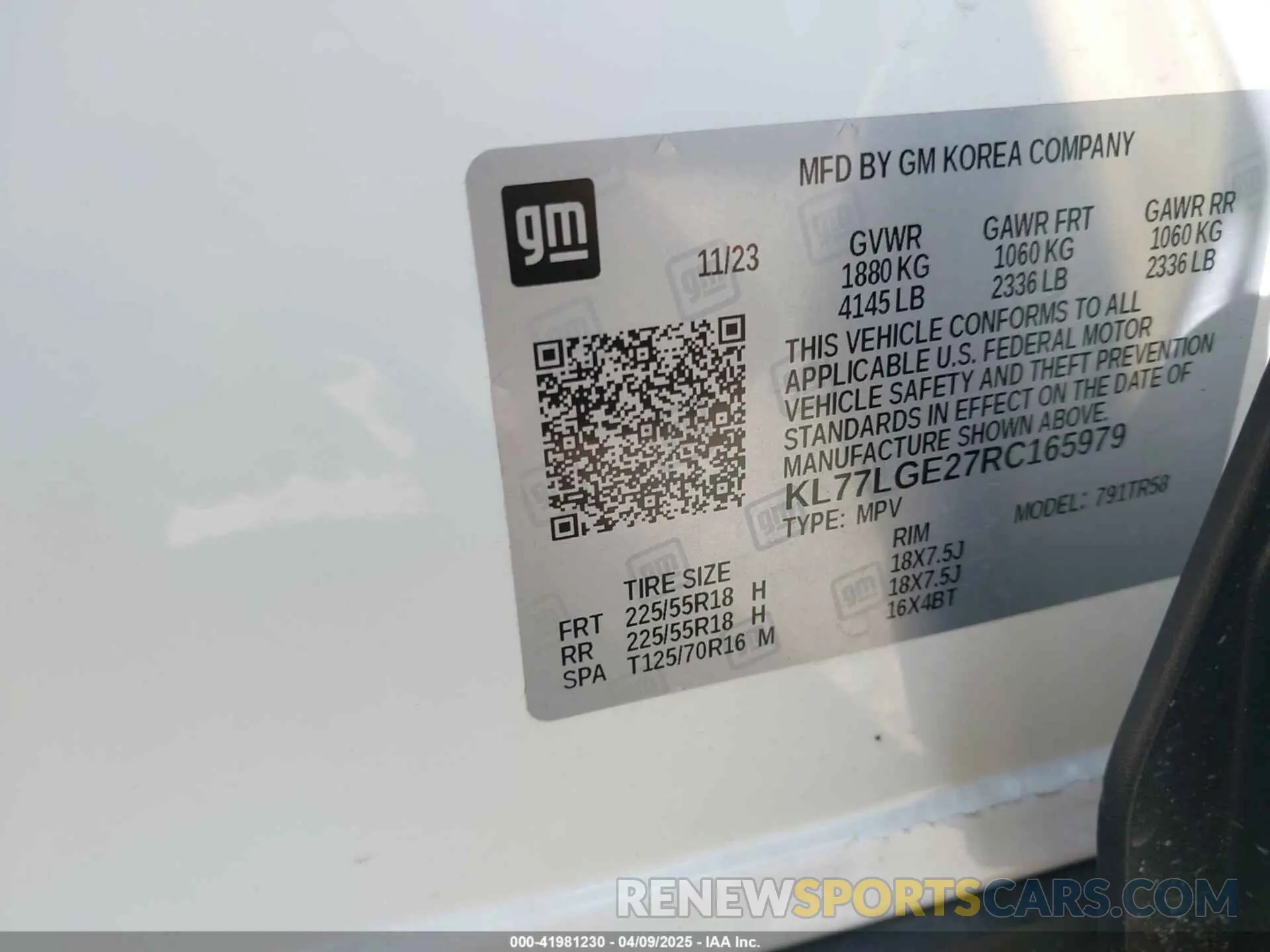 9 fotografías del automóvil dañado KL77LGE27RC165979 CHEVROLET TRAX 2024