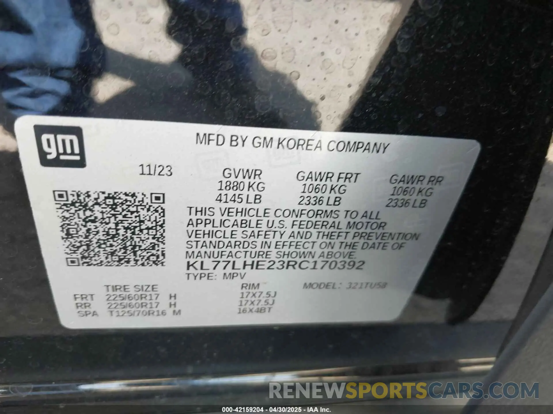 9 fotografías del automóvil dañado KL77LHE23RC170392 CHEVROLET TRAX 2024