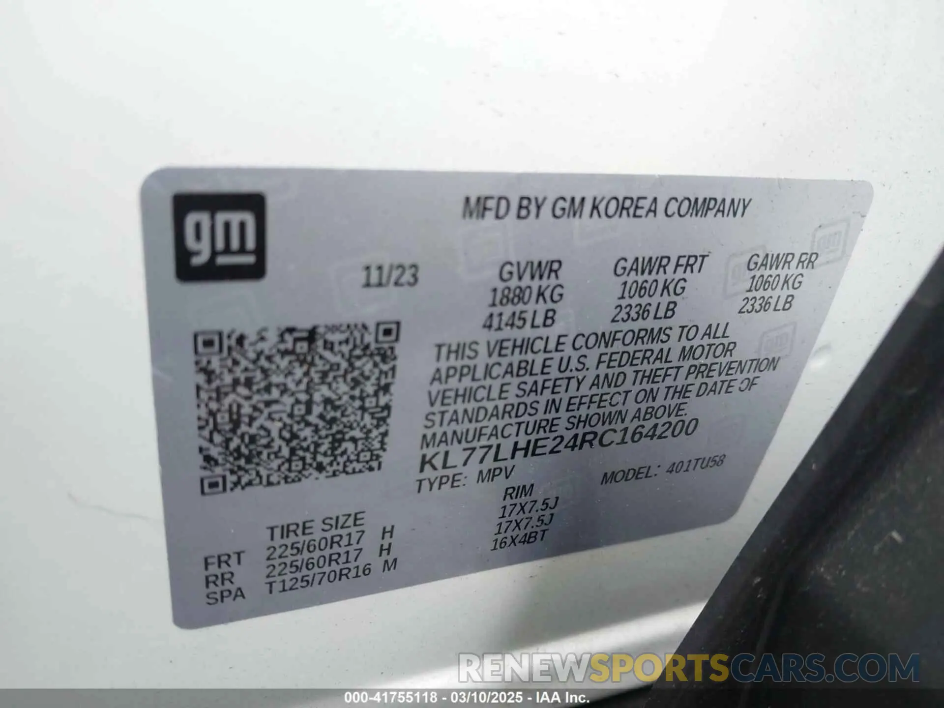 9 fotografías del automóvil dañado KL77LHE24RC164200 CHEVROLET TRAX 2024