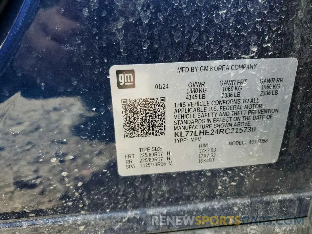 13 fotografías del automóvil dañado KL77LHE24RC215730 CHEVROLET TRAX 2024