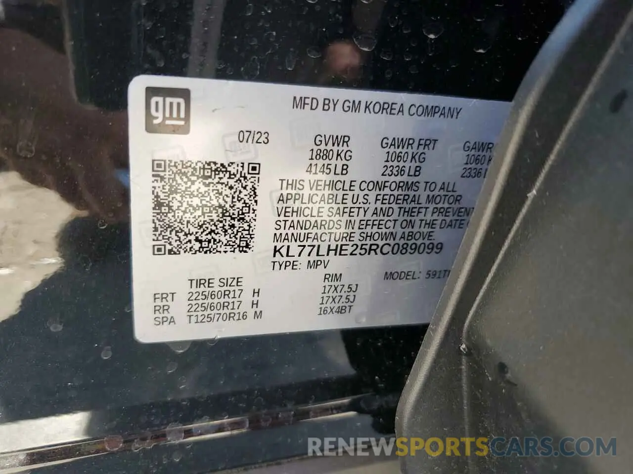 16 fotografías del automóvil dañado KL77LHE25RC089099 CHEVROLET TRAX 2024