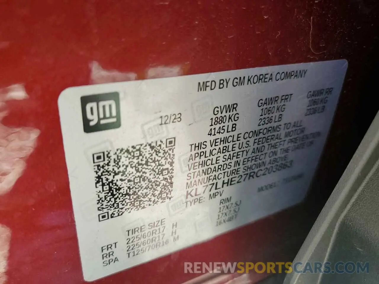 13 fotografías del automóvil dañado KL77LHE27RC203863 CHEVROLET TRAX 2024