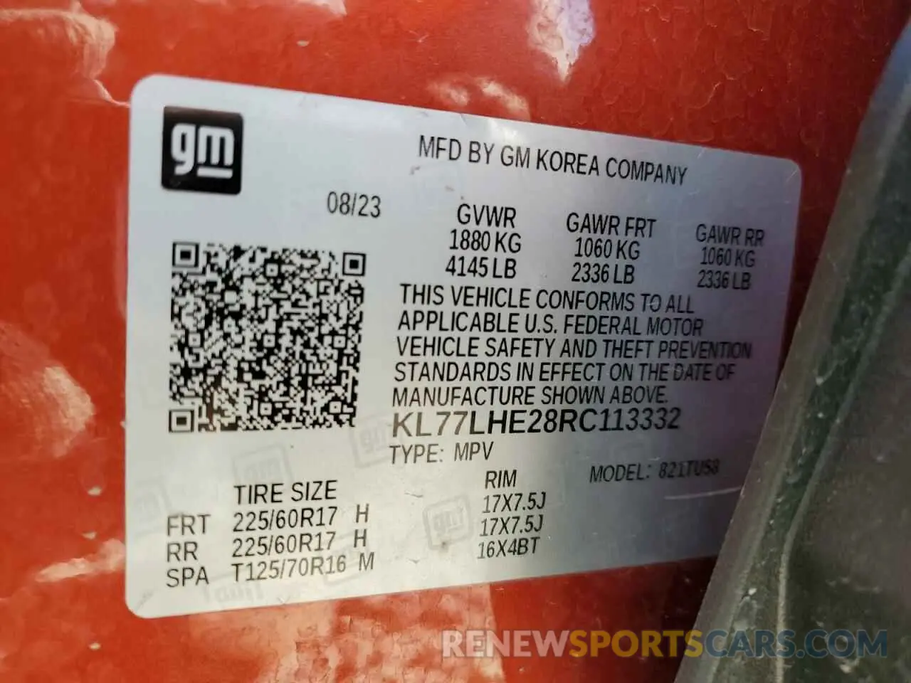 13 fotografías del automóvil dañado KL77LHE28RC113332 CHEVROLET TRAX 2024