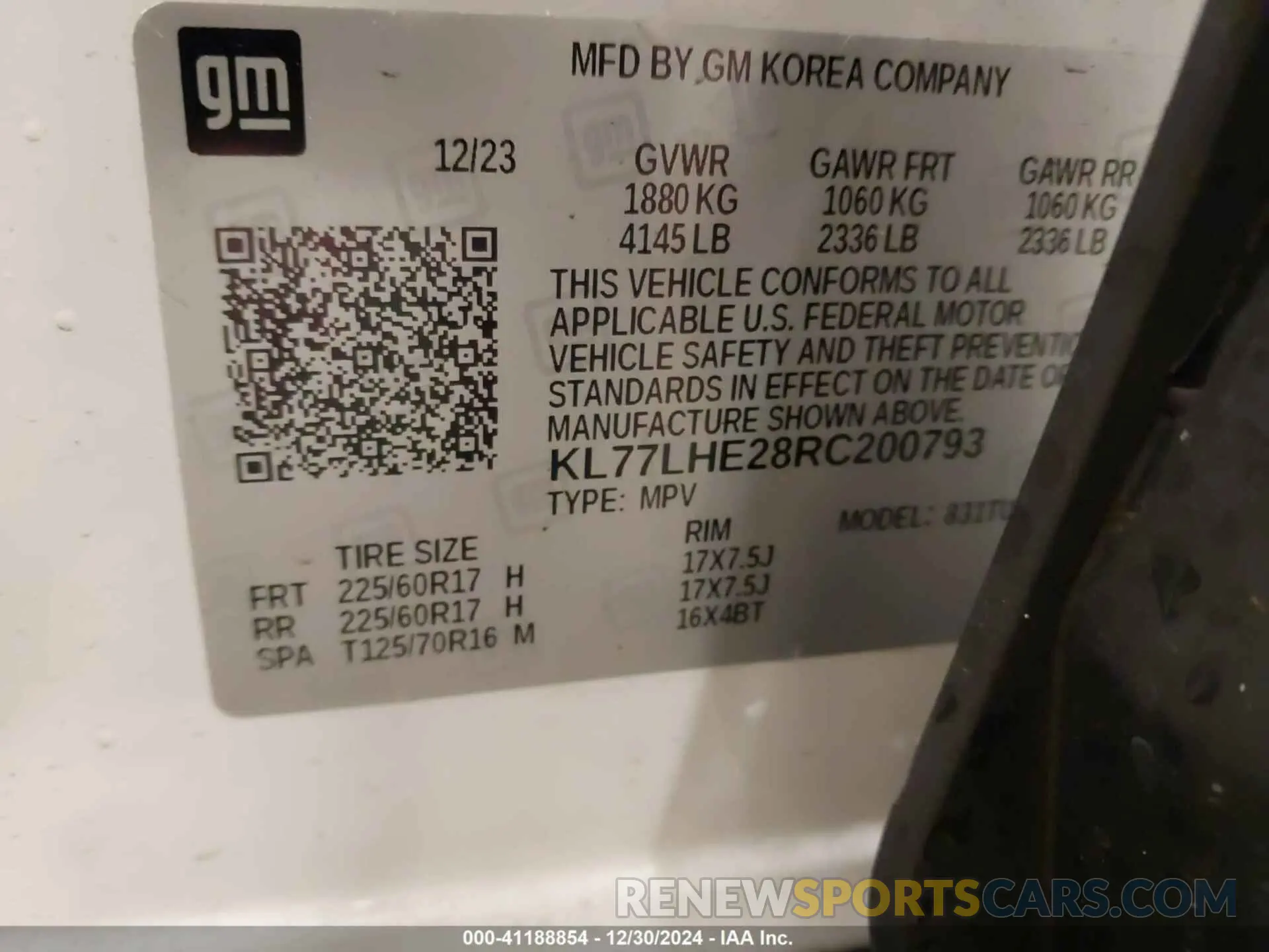 9 fotografías del automóvil dañado KL77LHE28RC200793 CHEVROLET TRAX 2024