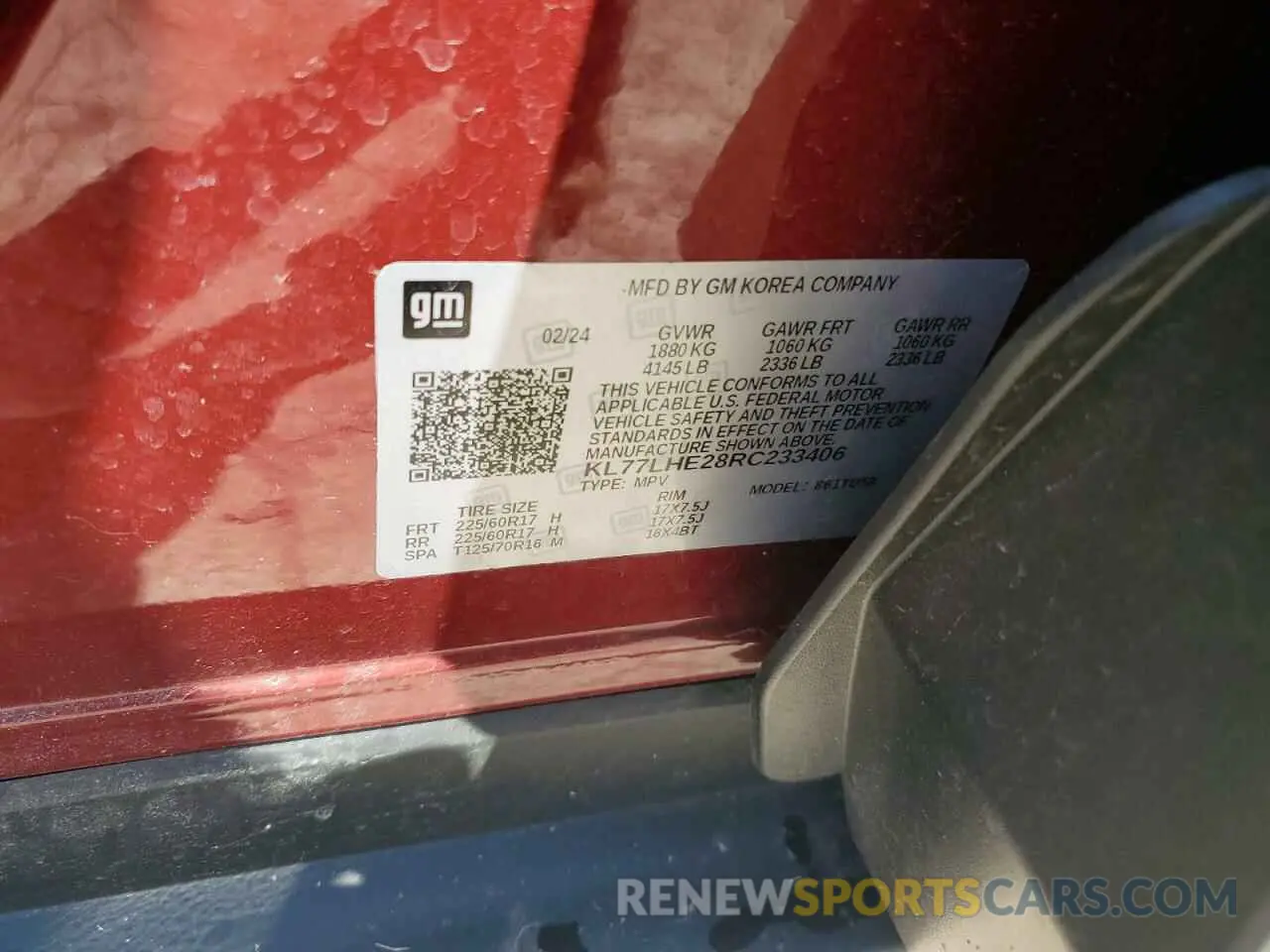 15 fotografías del automóvil dañado KL77LHE28RC233406 CHEVROLET TRAX 2024