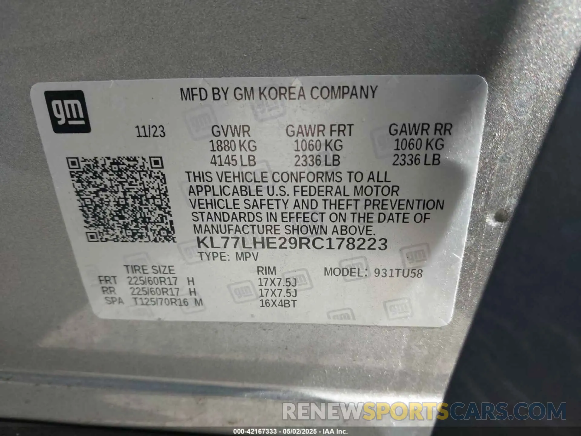9 fotografías del automóvil dañado KL77LHE29RC178223 CHEVROLET TRAX 2024