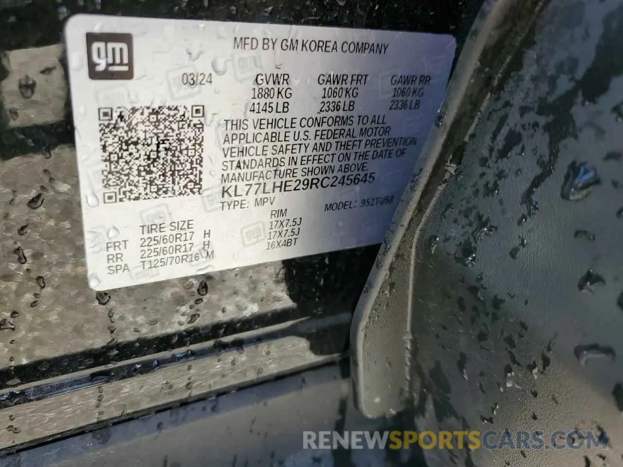 14 fotografías del automóvil dañado KL77LHE29RC245645 CHEVROLET TRAX 2024