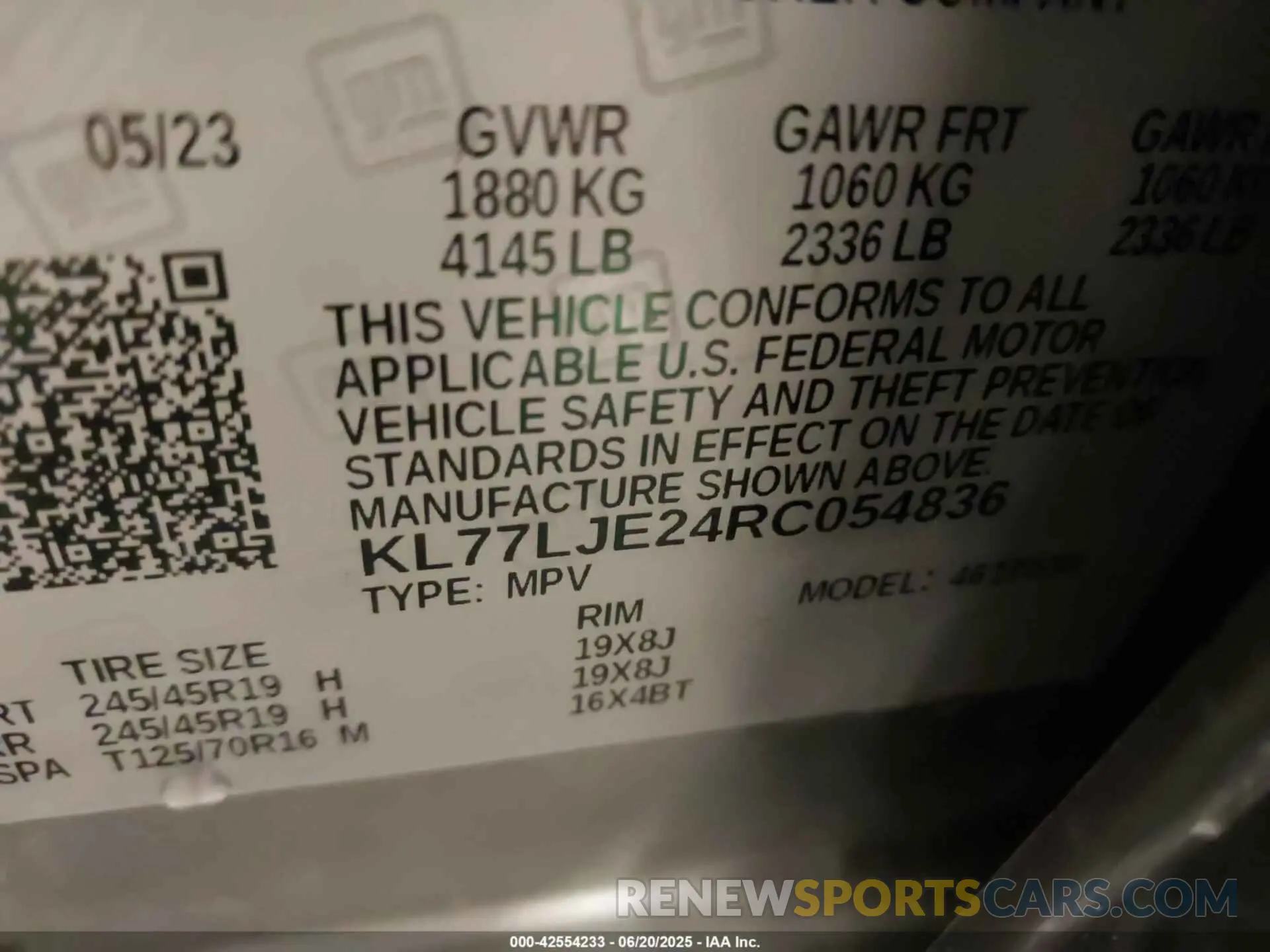 9 fotografías del automóvil dañado KL77LJE24RC054836 CHEVROLET TRAX 2024