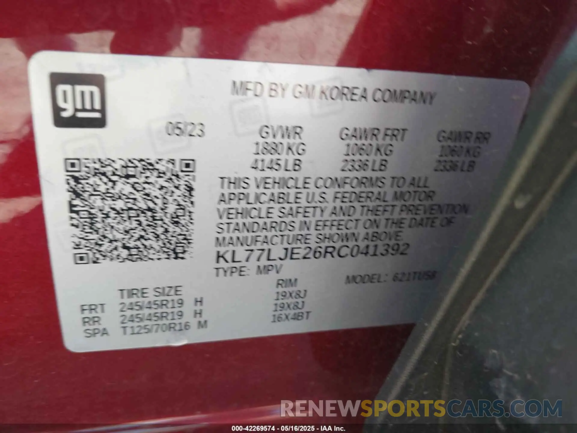 9 fotografías del automóvil dañado KL77LJE26RC041392 CHEVROLET TRAX 2024
