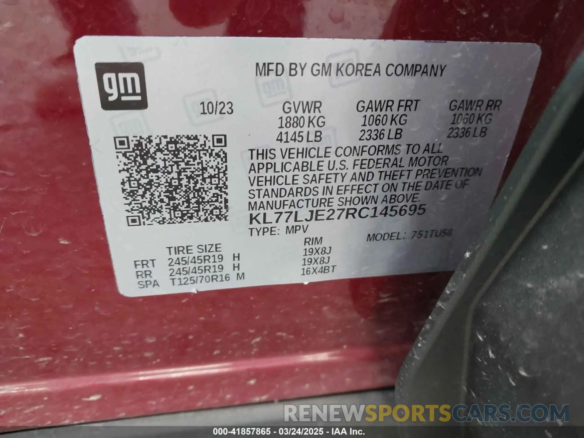 9 fotografías del automóvil dañado KL77LJE27RC145695 CHEVROLET TRAX 2024