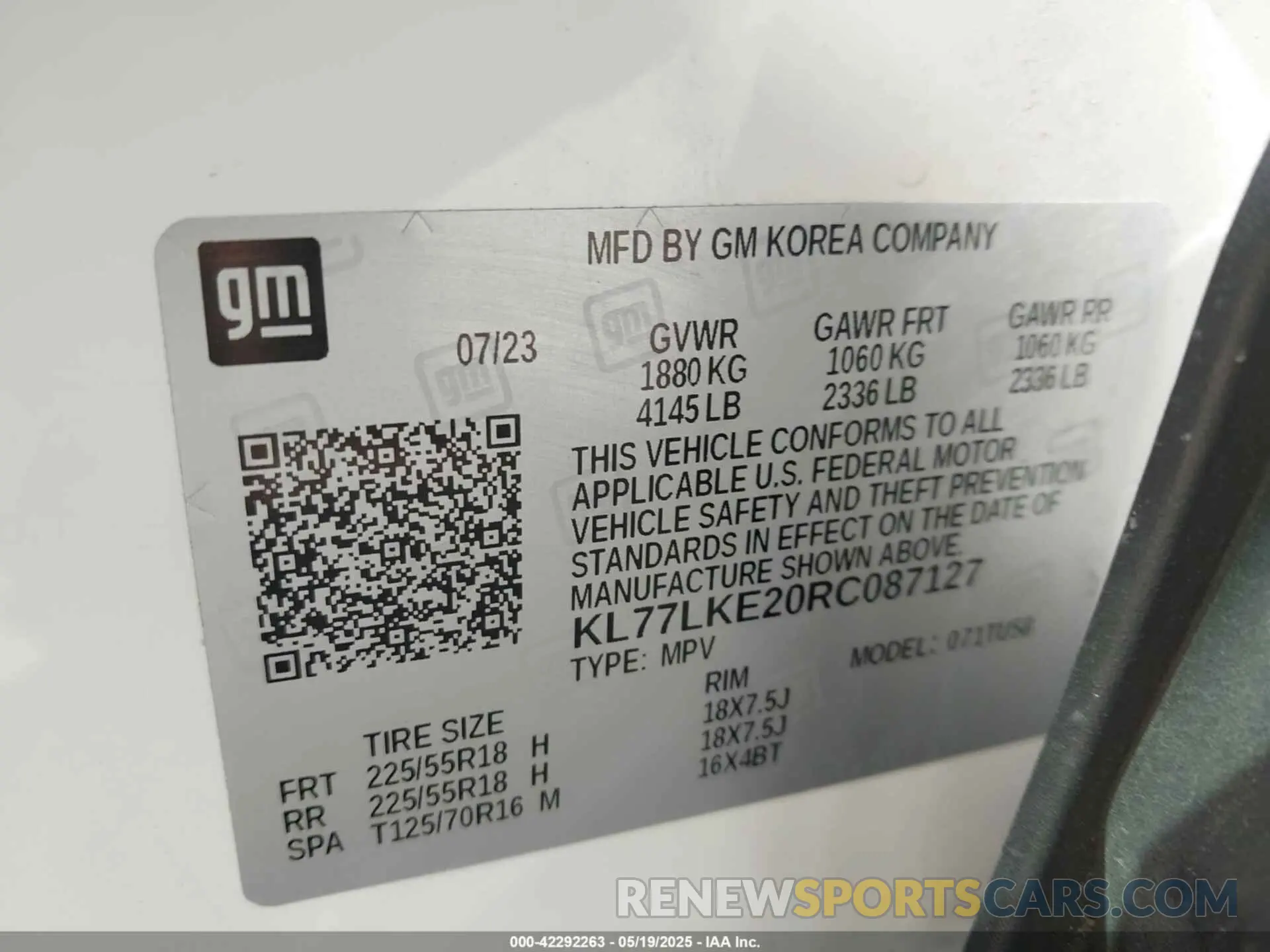 9 fotografías del automóvil dañado KL77LKE20RC087127 CHEVROLET TRAX 2024