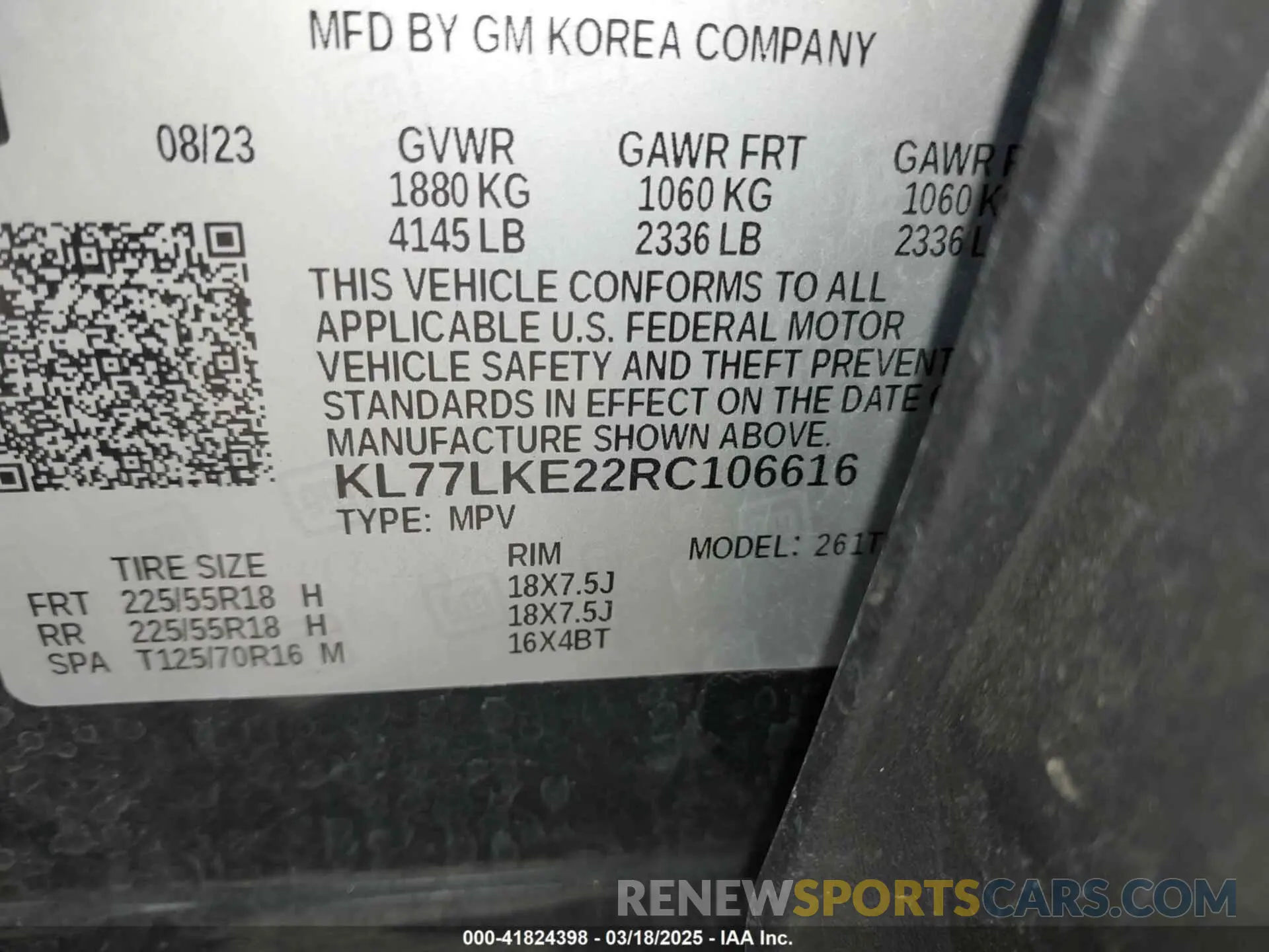 9 fotografías del automóvil dañado KL77LKE22RC106616 CHEVROLET TRAX 2024